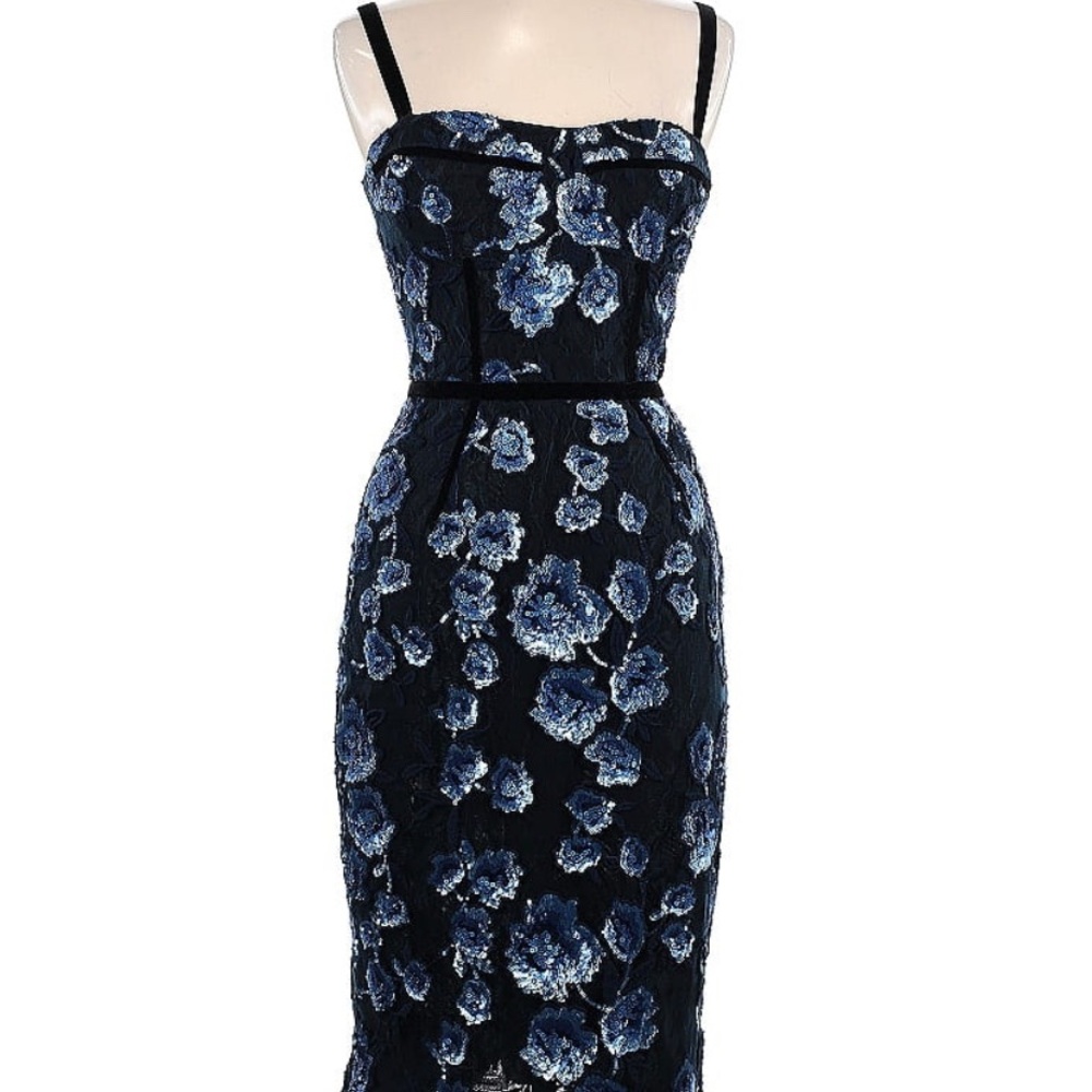 Elegant Floral Blue Dress
